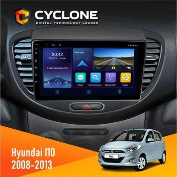 Штатна магнітола Hyundai I10 2008-2013 Cyclone C9-006 4x64, DSP, DVR НФ-00004286 фото