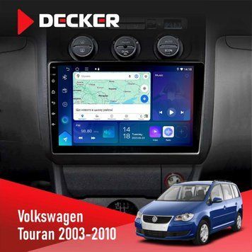 Штатна магнітола Volkswagen Touran 2003-2010 Black Climate Decker D10-007 4x64, DSP, 360, 4G НФ-00009383 фото