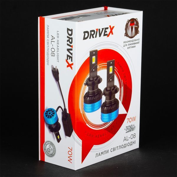 LED лампи автомобільні DriveX AL-08 HB3(9005) 6000K LED 70W CAN 12V DX-1059 фото