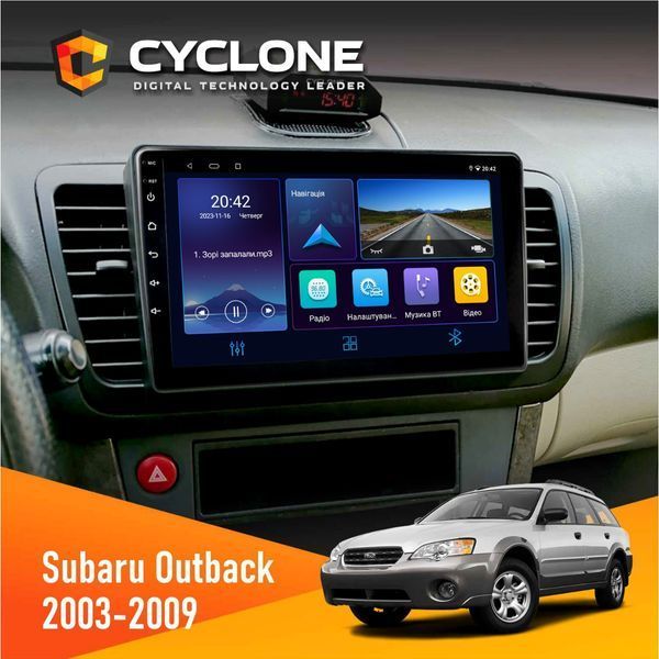 Штатна магнітола Subaru Outback 2003-2009 Cyclone C9-006 4x64, DSP, DVR НФ-00002840 фото