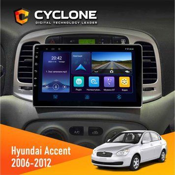 Штатна магнітола Hyundai Accent 2006-2012 Cyclone C9-006 4x64, DSP, DVR НФ-00002202 фото