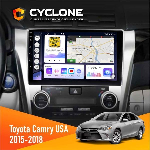 Штатна магнітола Toyota Camry 2015-2018 USA Cyclone C10-004 4x64, DSP, 2k НФ-00005307 фото