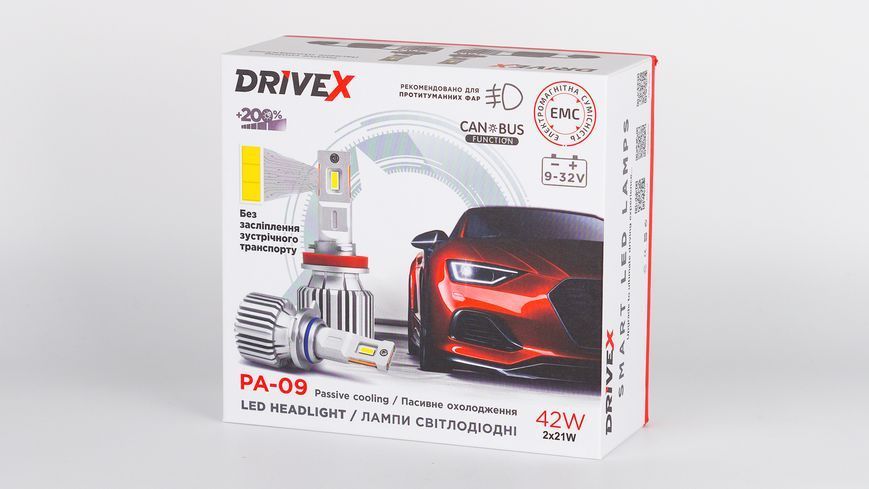 Купити потужні лампи від українського виробника DriveX PA-09 H7 42W(2*21W) 9-32V 6K LED к-т. DX-23804 фото