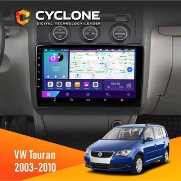 Штатна магнітола Volkswagen Touran 2003-2010 Black Climate Cyclone C10-002 2x32, 4G, 2k НФ-00004591 фото