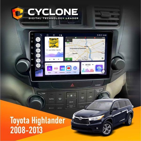 Штатна магнітола Toyota Highlander 2008-2013 Cyclone C10-004 4x64, DSP, 2k НФ-00005313 фото