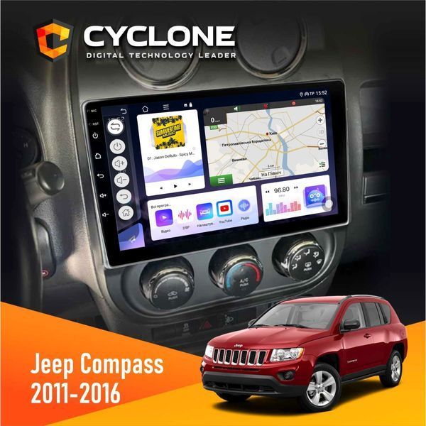 Штатна магнітола Jeep Compass, Patriot 2011-2016 Cyclone C10-004 4x64, DSP, 2k НФ-00005245 фото