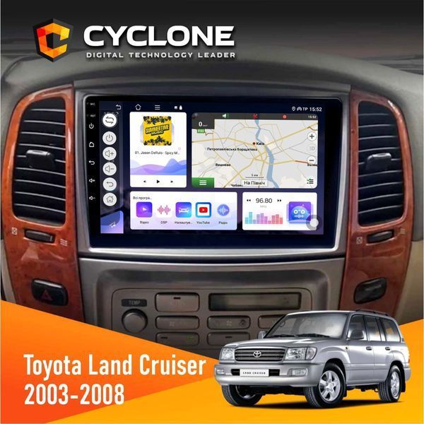 Штатна магнітола Toyota Land Cruiser (100) 2003-2008 Cyclone C10-004 4x64, DSP, 2k НФ-00007570 фото