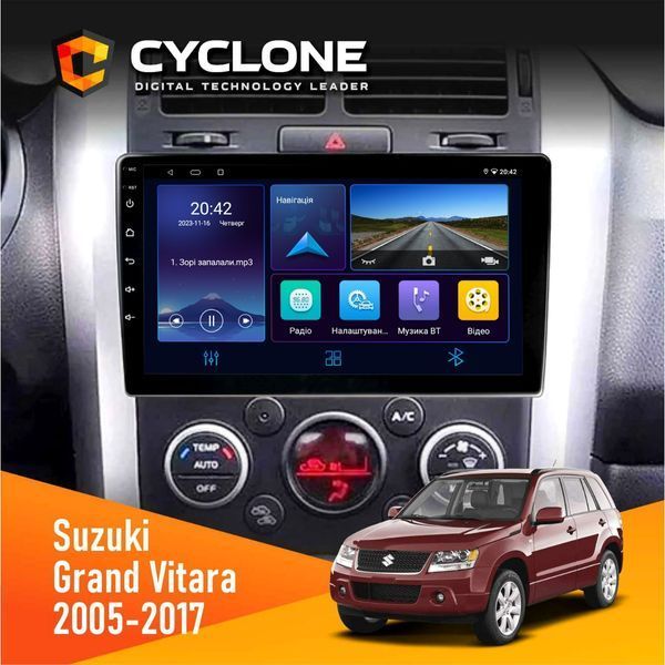 Штатна магнітола Suzuki Grand Vitara 2005-2017 Cyclone C9-006 4x64, DSP, DVR НФ-00002860 фото