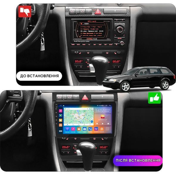 Штатна магнітола Lesko для Audi A6 II (C5) 1997-2001 екран 9" 4/64Gb CarPlay 4G Wi-Fi GPS Prime 9360-47204 фото