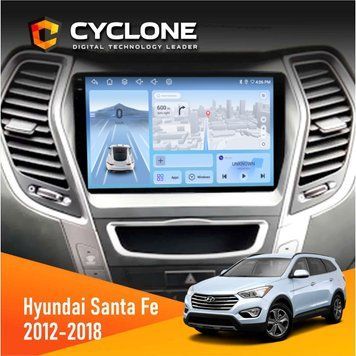 Штатна магнітола Hyundai Santa Fe 2012-2018 w/o CAN Cyclone C9-006 4x64, DSP, 4G, 2k НФ-00007881 фото