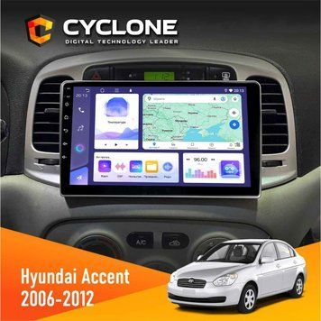 Штатна магнітола Hyundai Accent 2006-2012 Cyclone C9-008 4x64, DSP НФ-00006979 фото