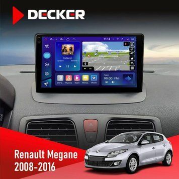 Штатна магнітола Renault Megane III 2008-2016 Decker D9-005 4x64, DSP, 360, 4G, 2k НФ-00008378 фото