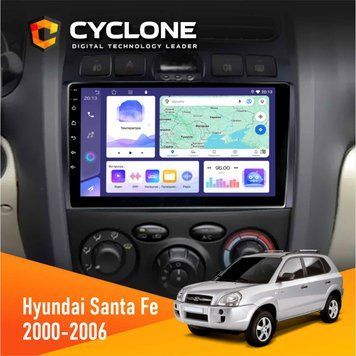 Штатна магнітола Hyundai Santa Fe 2000-2006 Cyclone C9-008 4x64, DSP НФ-00007018 фото