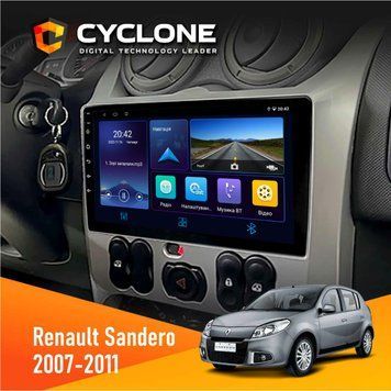 Штатна магнітола Renault Sandero 2007-2011 Cyclone C9-006 4x64, DSP, DVR НФ-00002771 фото