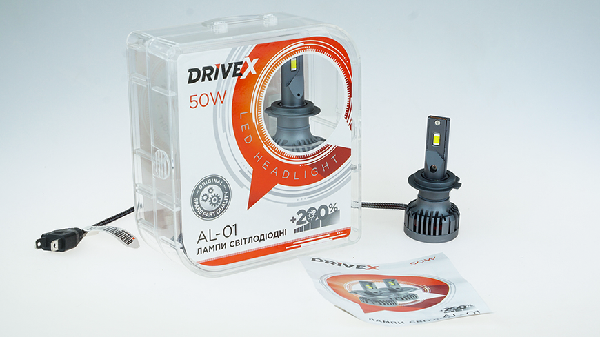 LED лампи автомобільні DriveX AL-01 H7 5000K LED 50W CAN 12В DX-0996 фото