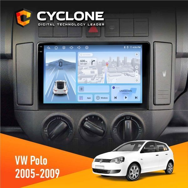 Штатна магнітола Volkswagen Polo 2005-2009 Cyclone C9-009 4x64, DSP, 4G, 2k НФ-00008069 фото