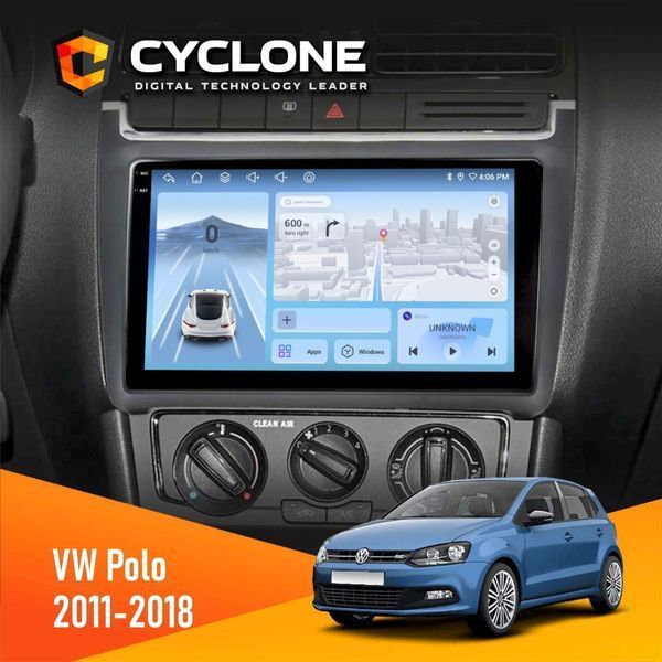 Штатна магнітола Volkswagen Polo 2011-2018 Cyclone C9-009 4x64, DSP, 4G, 2k НФ-00008070 фото