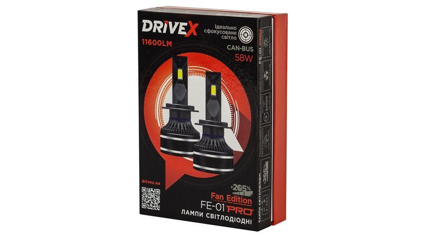 Світлодіодні лампи DriveX FE-01 PRO H7 58W CAN 9-32V 6K DX-23588 фото