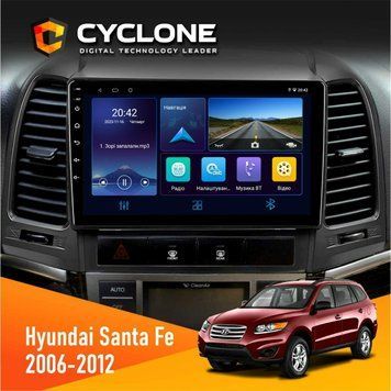 Штатна магнітола Hyundai Santa Fe 2006-2012 Cyclone C9-006 4x64, DSP, DVR НФ-00002293 фото