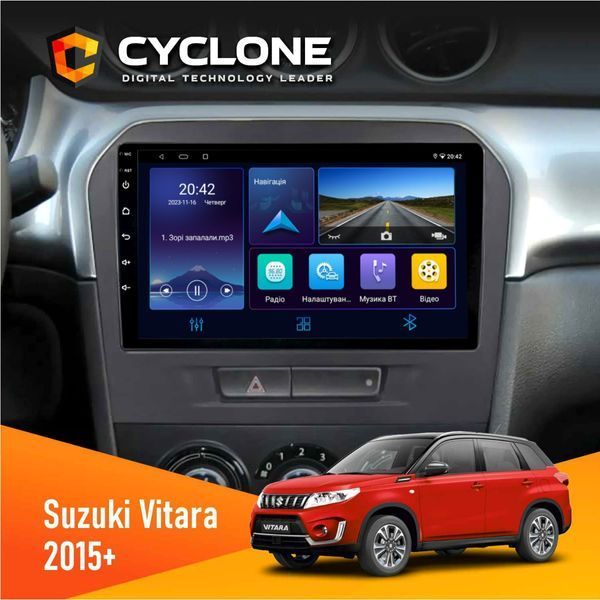 Штатна магнітола Suzuki Vitara 2015+ Cyclone C9-006 4x64, DSP, DVR НФ-00002878 фото