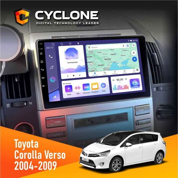 Штатна магнітола Toyota Corolla Verso 2004-2009 Cyclone C9-008 4x64, DSP НФ-00007155 фото