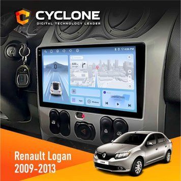 Штатна магнітола Renault Logan 2009-2013 Cyclone C9-009 4x64, DSP, 4G, 2k НФ-00008005 фото