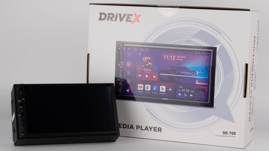 Автомобільний мультимедійний центр 2-Din 7" з бездротовим CarPlay та Android Auto - DriveX SE-705 4+64 QLED 4G DSP 8CF 4x50W DX-23788 фото