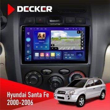 Штатна магнітола Hyundai Santa Fe 2000-2006 Decker D9-005 4x64, DSP, 360, 4G, 2k НФ-00008221 фото