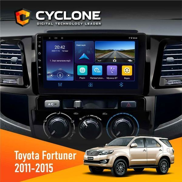 Штатна магнітола Toyota Fortuner, Hilux 2011-2015 Cyclone C9-006 4x64, DSP, DVR НФ-00004540 фото