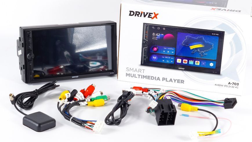 Автомобільний мультимедійний центр 2-Din 7" з бездротовим CarPlay та Android Auto - DriveX A-703 2+32 4C 4x50W(TDA7851) DX-20715 фото