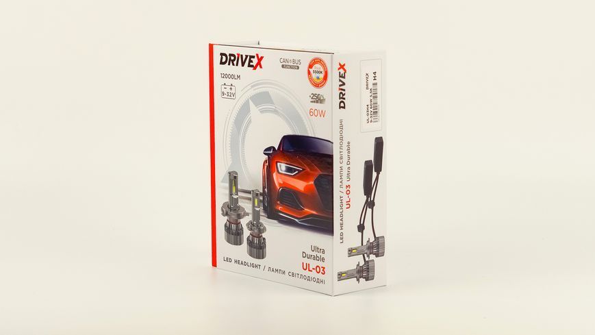 Світлодіодні лампи DriveX UL-03 H4 H/L 60W 9-32V 5.5K Світлодіодні DX-3297 фото