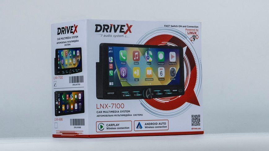Автомобільний мультимедійний центр 1-Din 7" з бездротовим CarPlay та Android Auto - DriveX LNX-7100 1-Din 7" CarPlay 4x45W Linux Buttons DX-3033 фото