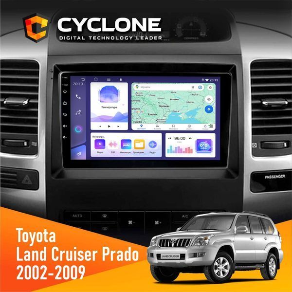 Штатна магнітола Toyota Land Cruiser Prado (120) 2002-2009 AMP Cyclone C9-008 4x64, DSP НФ-00007164 фото