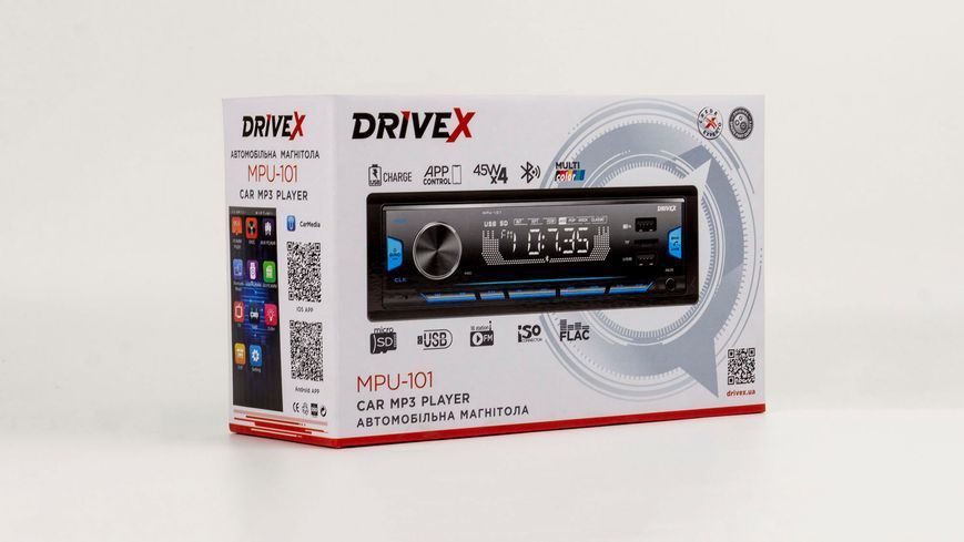 Автомагнітола 1-Din DriveX MPU-101 4х45Вт BT APP DX-2360 фото