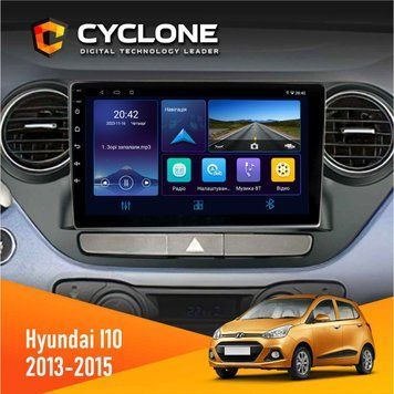 Штатна магнітола Hyundai I10 2013-2015 Cyclone C9-006 4x64, DSP, DVR НФ-00004295 фото