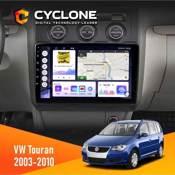 Штатна магнітола Volkswagen Touran 2003-2010 Silver Cyclone C10-004 4x64, DSP, 2k НФ-00005341 фото