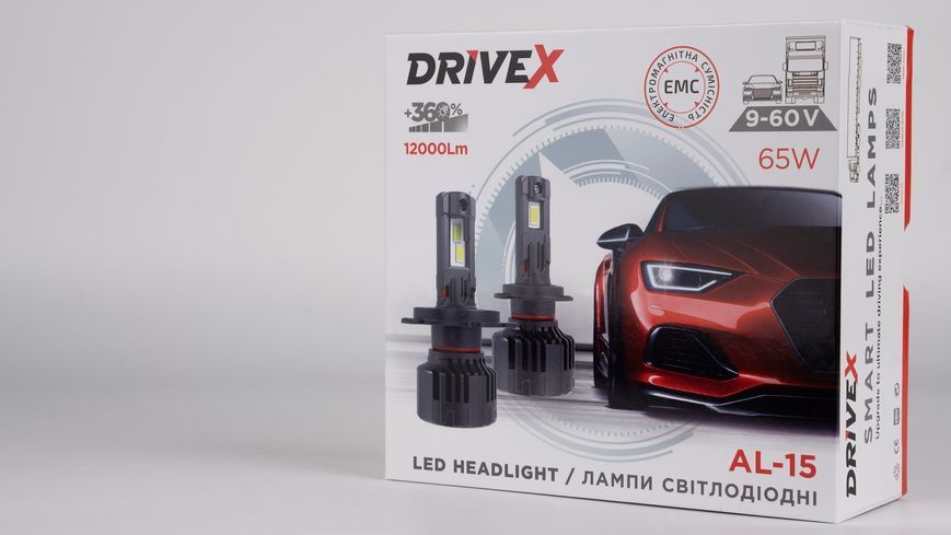 Світлодіодні лампи DriveX Світлодіодні лампи серії AL-15 H7/H18 65W 9-60V 5.5K к-т. DX-23823 фото
