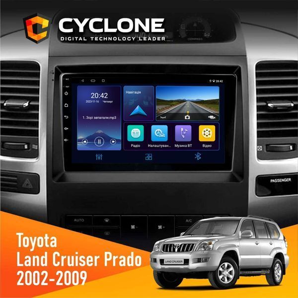 Штатна магнітола Toyota Land Cruiser Prado (120) 2002-2009 Cyclone C9-006 4x64, DSP, DVR НФ-00002915 фото