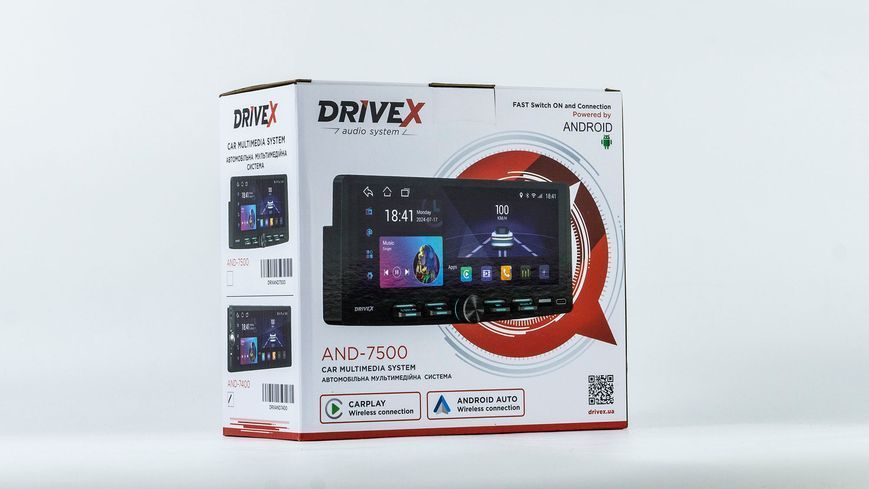 Автомобільний мультимедійний центр 1-Din 7" з бездротовим CarPlay та Android Auto - DriveX AND-7400 Android DX-3034 фото
