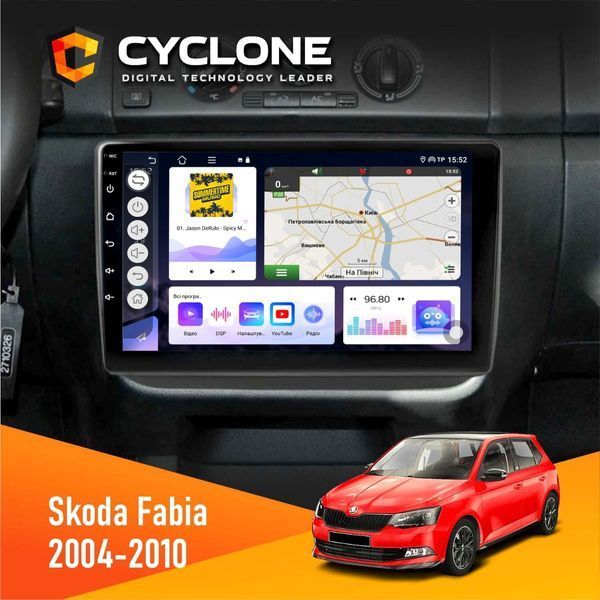 Штатна магнітола Skoda Fabia 2004-2010 Cyclone C10-004 4x64, DSP, 2k НФ-00005285 фото