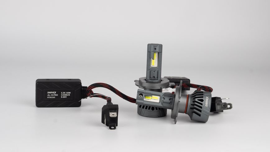 LED лампи автомобільні DriveX LED лампи серії AL-15 PRO H4 H/L 65W 9-60V 5.5K к-т. DX-24079 фото