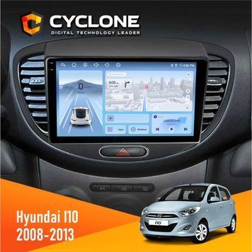 Штатна магнітола Hyundai I10 2008-2013 Cyclone C9-009 4x64, DSP, 4G, 2k НФ-00007895 фото