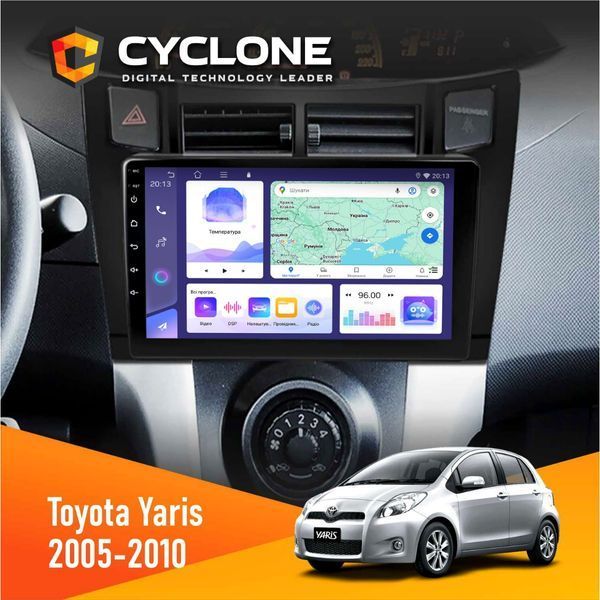 Штатна магнітола Toyota Yaris 2005-2010 Cyclone C9-008 4x64, DSP НФ-00007168 фото