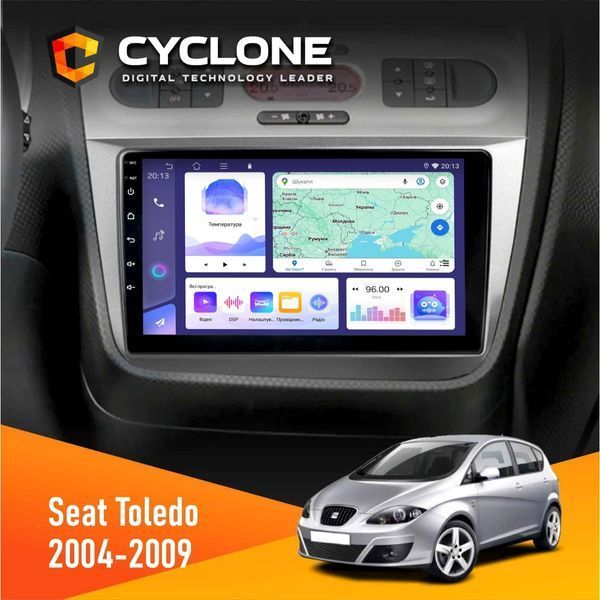 Штатна магнітола Seat Toledo 2004-2009 Cyclone C9-008 4x64, DSP НФ-00007121 фото