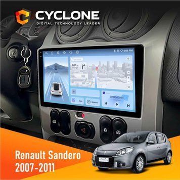 Штатна магнітола Renault Sandero 2007-2011 Cyclone C9-009 4x64, DSP, 4G, 2k НФ-00008008 фото